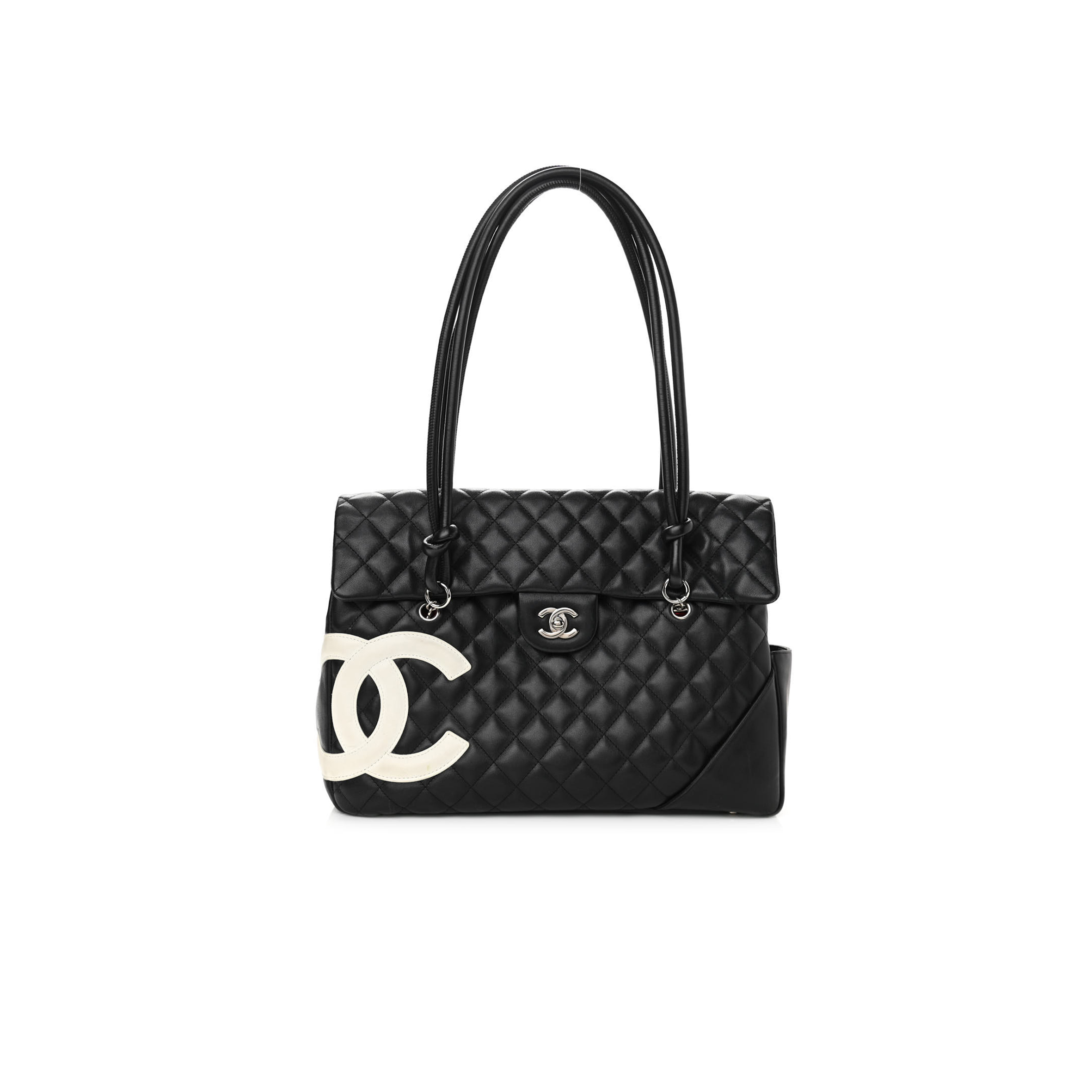 CHANEL MASTER BLACK AND WHITE CAMBON CC SHOULDER FLAP BAG AS6339 (33*24*11cm)